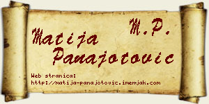 Matija Panajotović vizit kartica